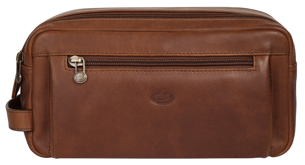 Bild von piké Kulturtasche Echt Leder Herren, Damen | Vintage Leder Waschtasche braun | 022095