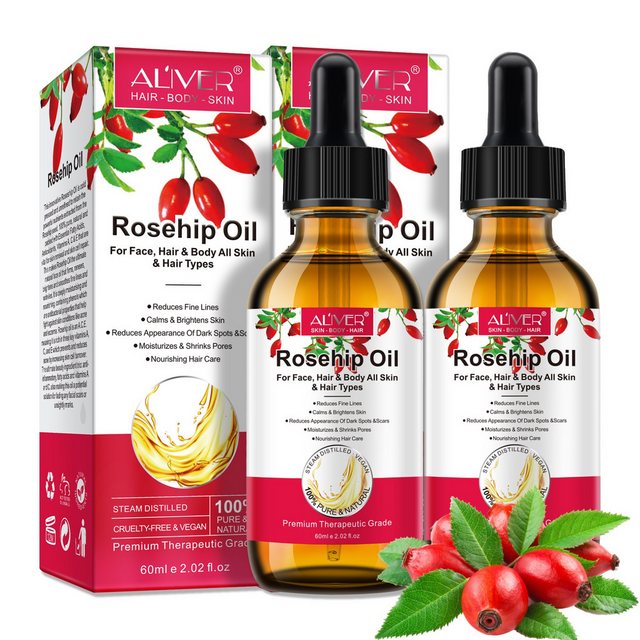 Bild von ALIVER Haaröl Hagebuttenöl Haaröl Wildrosenöl Gesichtspflege Bio Vegan Aliver, 2-tlg., Vegan
