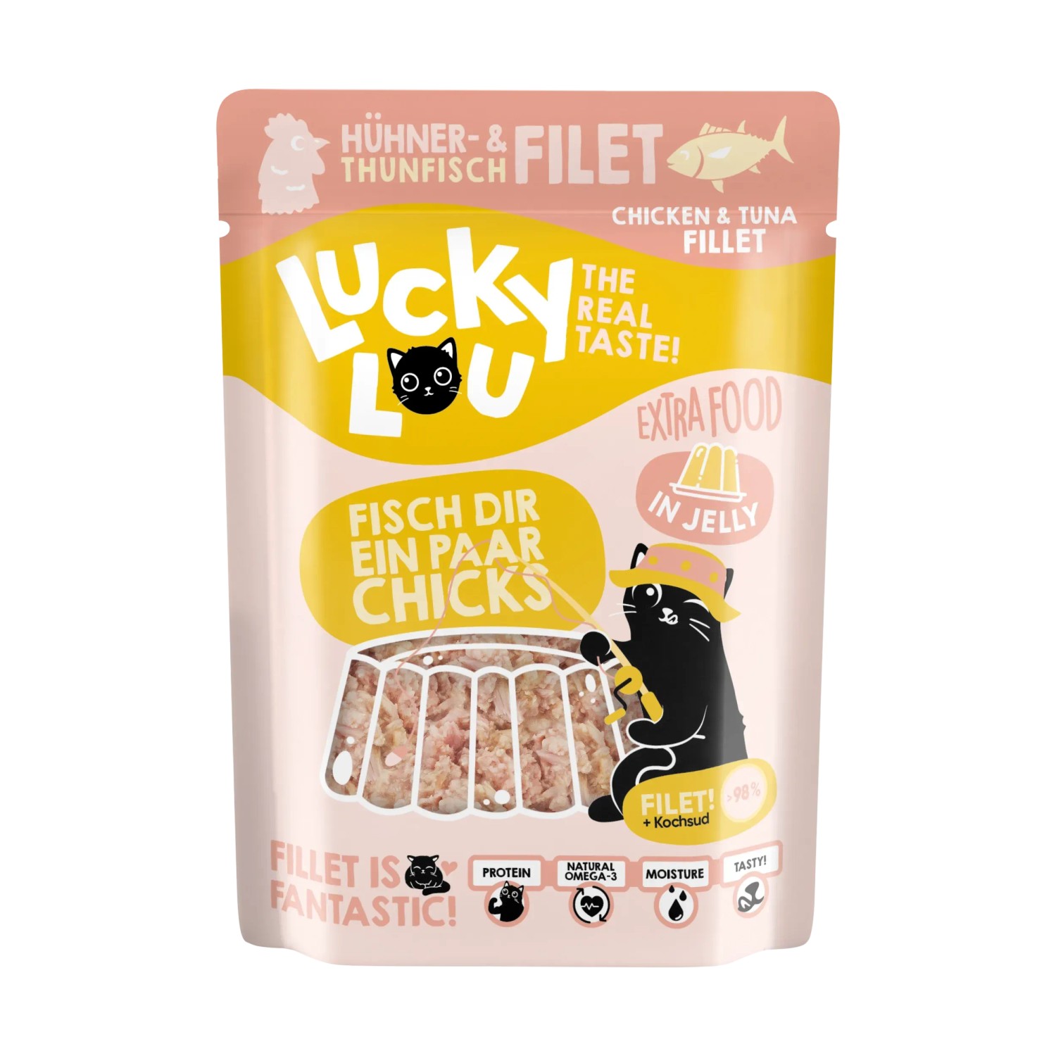 Bild von Lucky Lou Katzen-Nassfutter Thunfisch & Hühnerf in Jelly 70 g