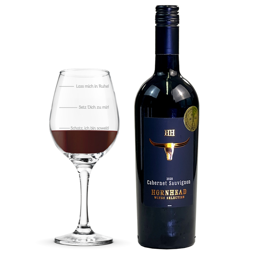Bild von Rotwein Geschenkset "Liebe", graviertes Weinglas mit Füllstand