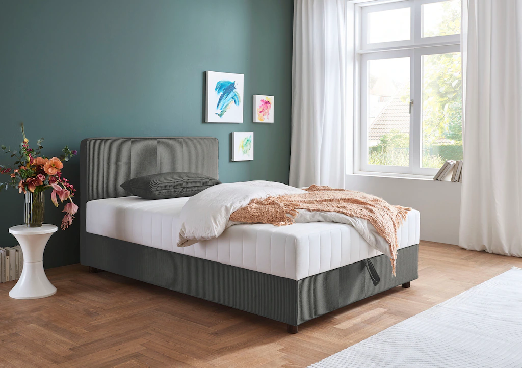 Bild von ATLANTIC home collection Stauraumbett Corinna, eine Liegefläche mit Taschenfederkern, Stauraum frontal zu öffnen, Härte H2