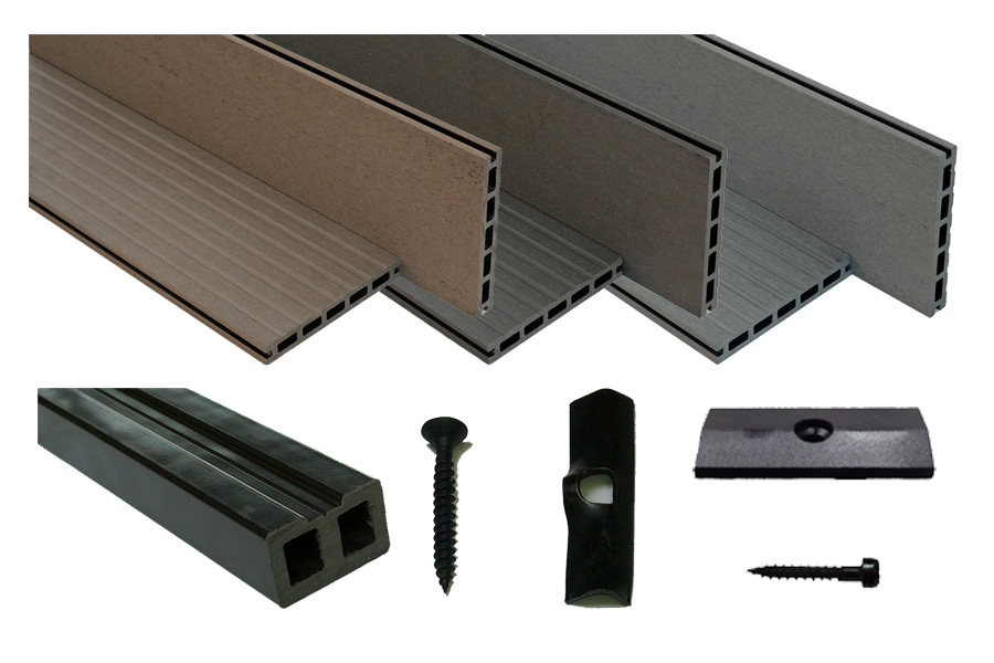 Bild von Woodstore24 Terrassendielen WPC / BPC Komplettset WoodoBasic (20 x 145 mm, 2,4 m lang) braun