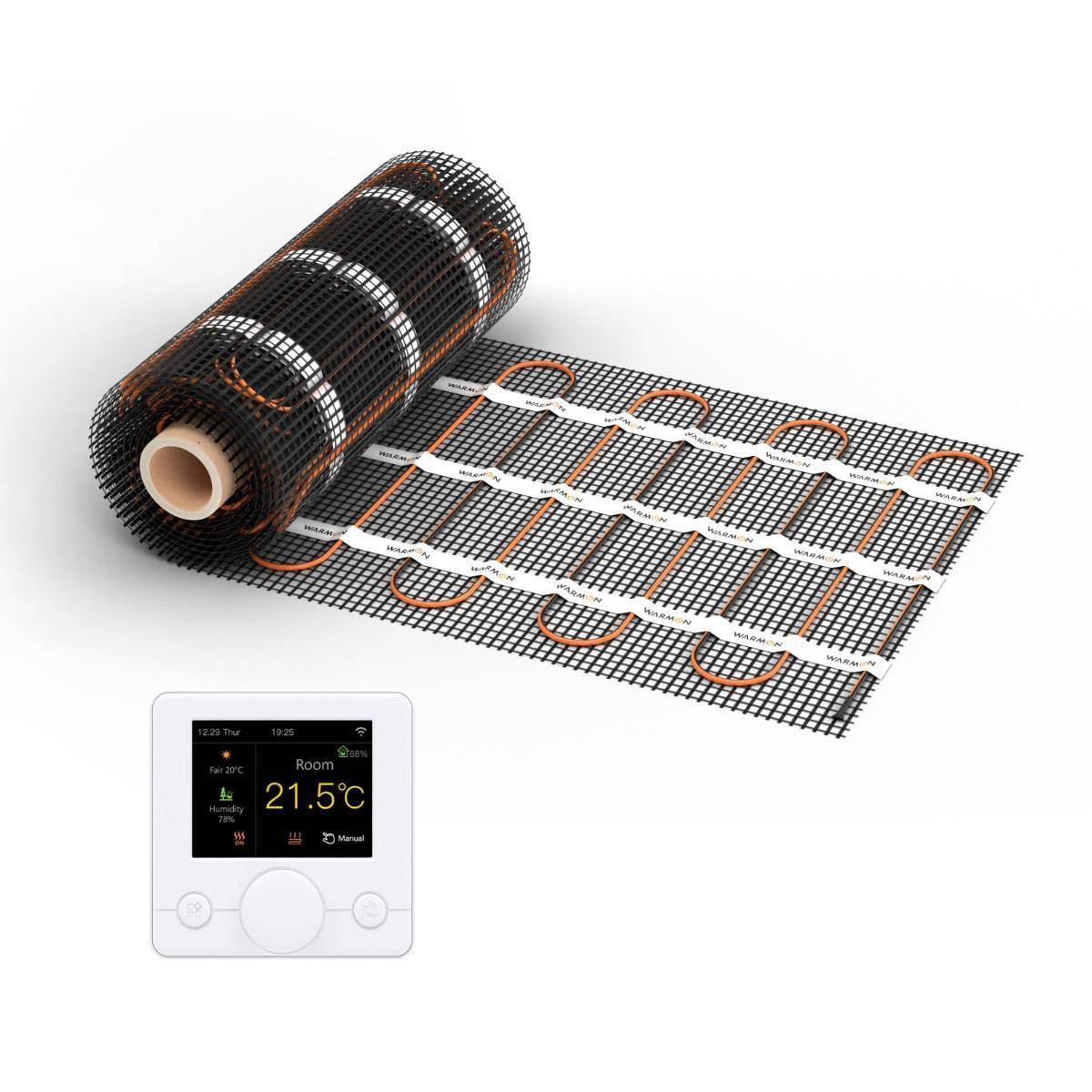 Bild von Heizmatte WARMON ULTRA 200 W/m² mit Smart Thermostat R7C-716 Smart WiFi Farb-LCD weiß - 12 m²