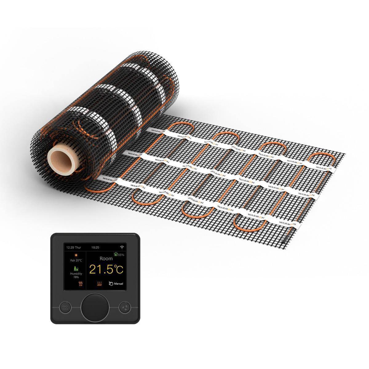 Bild von Heizmatte WARMON ULTRA 200 W/m² mit Smart Thermostat R7C-716 Smart WiFi Farb-LCD schwarz - 12 m²