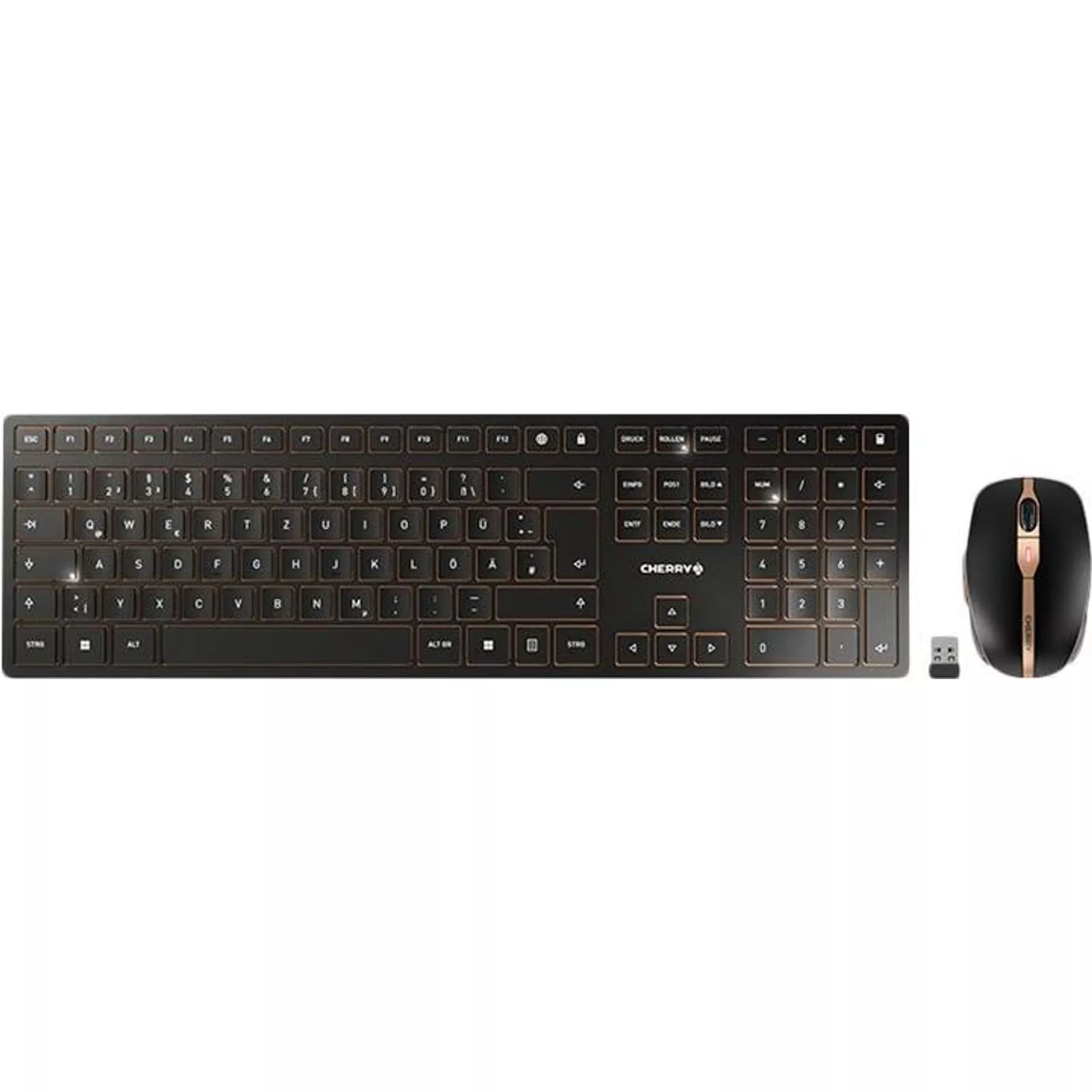 Bild von CHERRY DW 9500 Slim + McAfee 1Y 3 User (DE, Kabellos), Tastatur, Schwarz, Grau