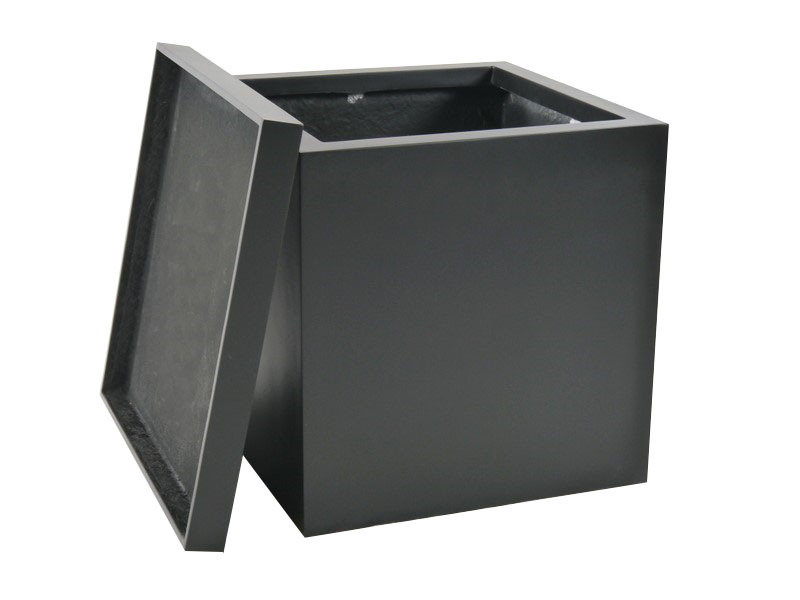 Bild von Komplettset 2-teilig: Pflanzkübel mit Untersetzer, schwarz 40x40x40