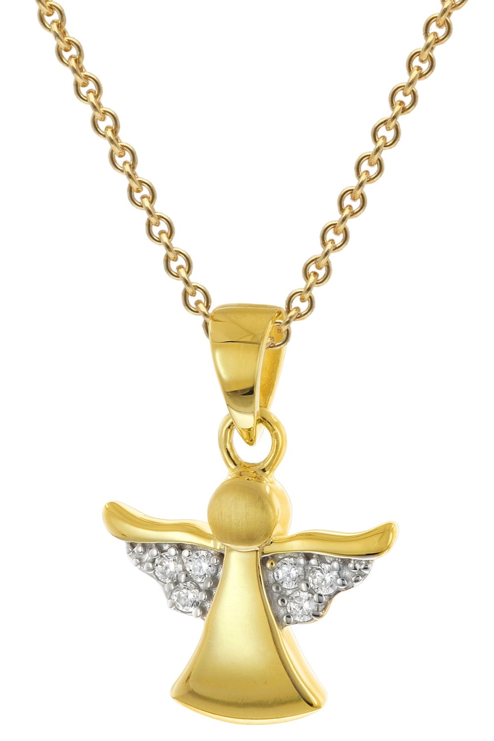 Bild von trendor Kette mit Anhänger Engel-Anhänger 333 Gold mit vergoldeter Silberkette