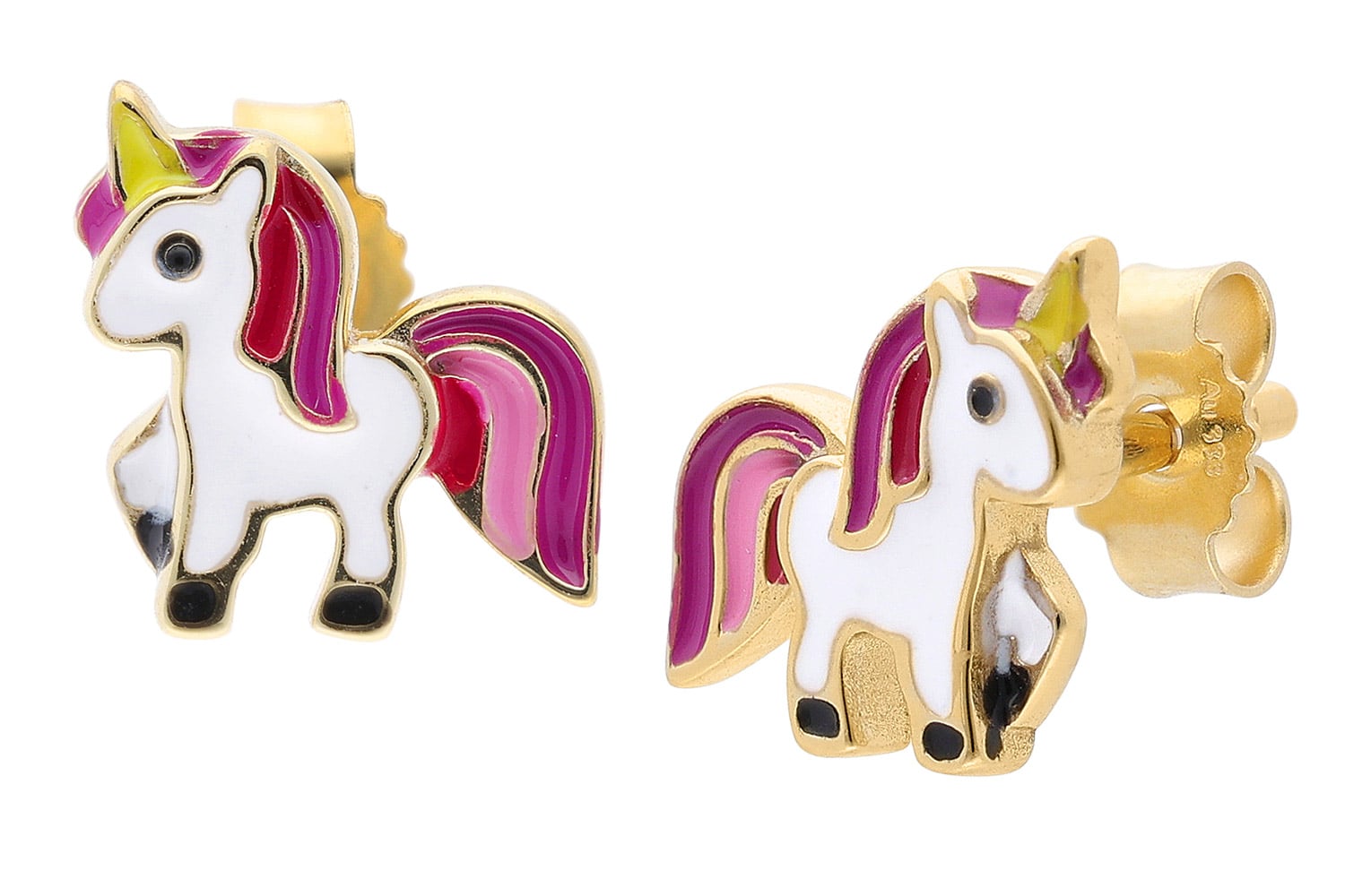 Bild von trendor 68435 Mädchen-Ohrringe Gold 333/8K Kinder-Ohrstecker mit Einhorn