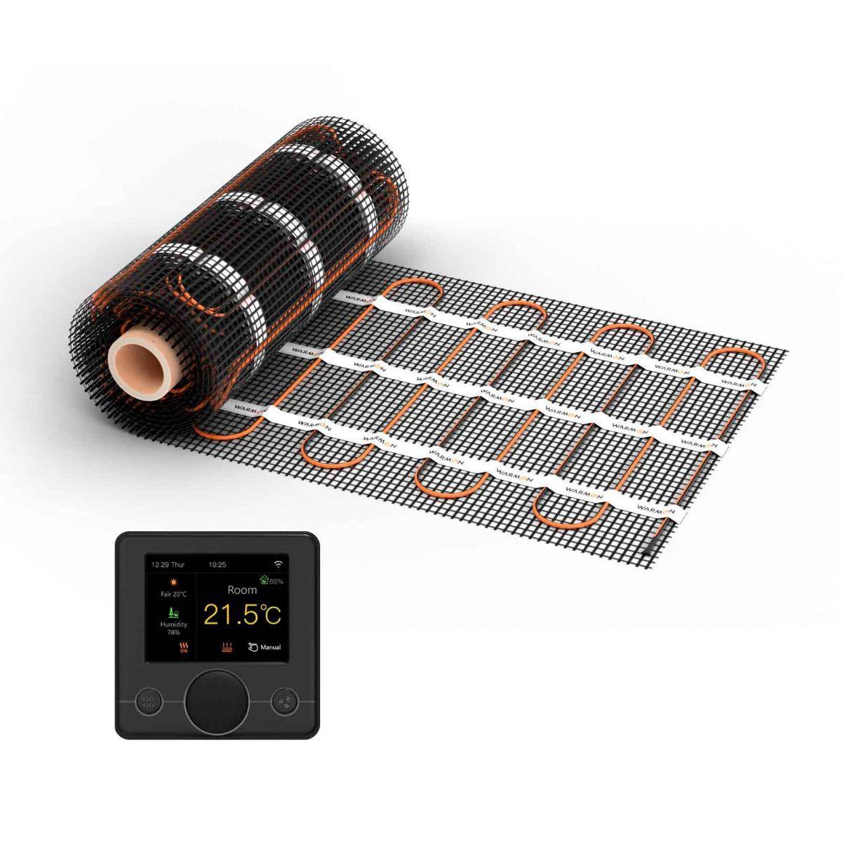 Bild von Heizmatte WARMON CLASSIC 150 W/m² mit Smart Thermostat R7C-716 Smart WiFi Farb-LCD schwarz - 1,5 m²