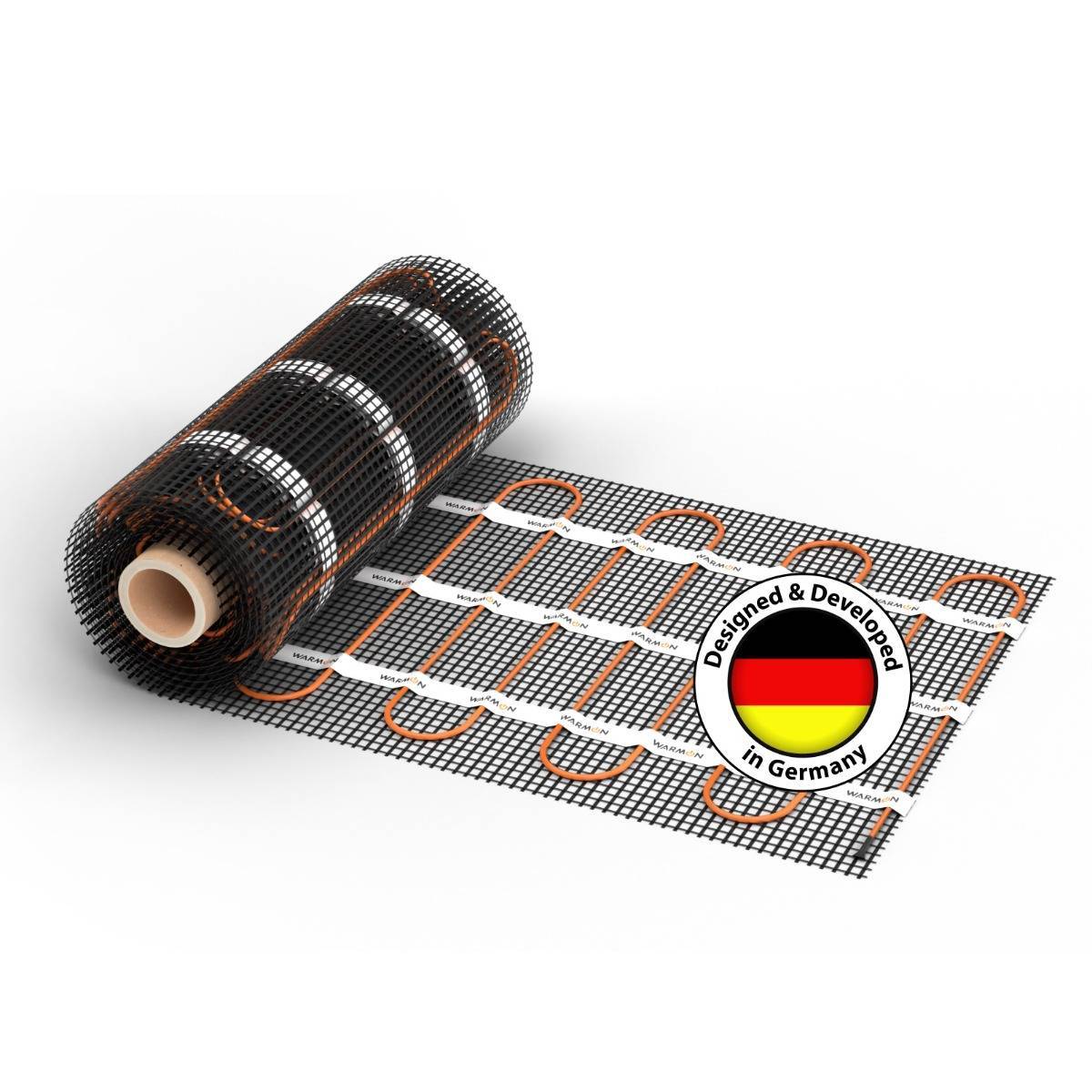 Bild von WARMON Fußbodenheizung: Zweiader-Heizmatte WARMON CLASSIC LIGHT 100 W/m² für Fliesen, Festwiderstandsheizkabel mit Trägergewebe - 12 m²