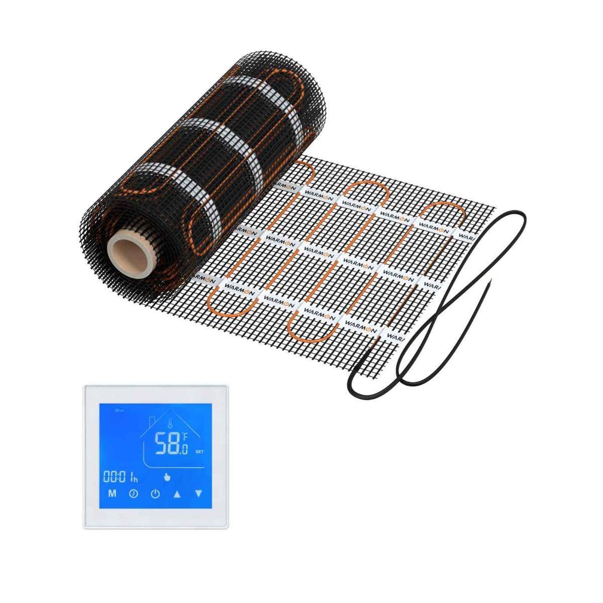 Bild von Elektrische Fußbodenheizung: Zweiader-Heizmatte WARMON CLASSIC LIGHT 100 W/m² mit Thermostat MCS 450 Touch weiß - 2 m²