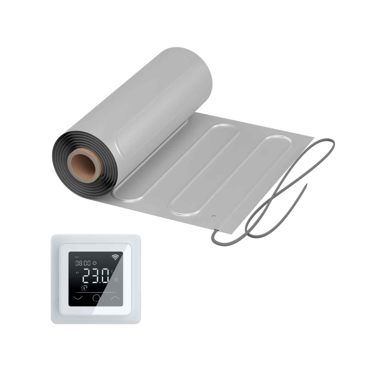 Bild von Elektrische Fußbodenheizung: Zweiader-Heizmatte mit Aluminiumfolie WARMON ALU 150 W/m² mit Thermostat MCS/TP 750