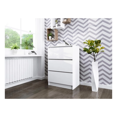 Bild von Faizee Möbel Schubkastenkommode Zoe Schublade 3 Fächer (Lila Hochglanz, Korpus: Weiß)