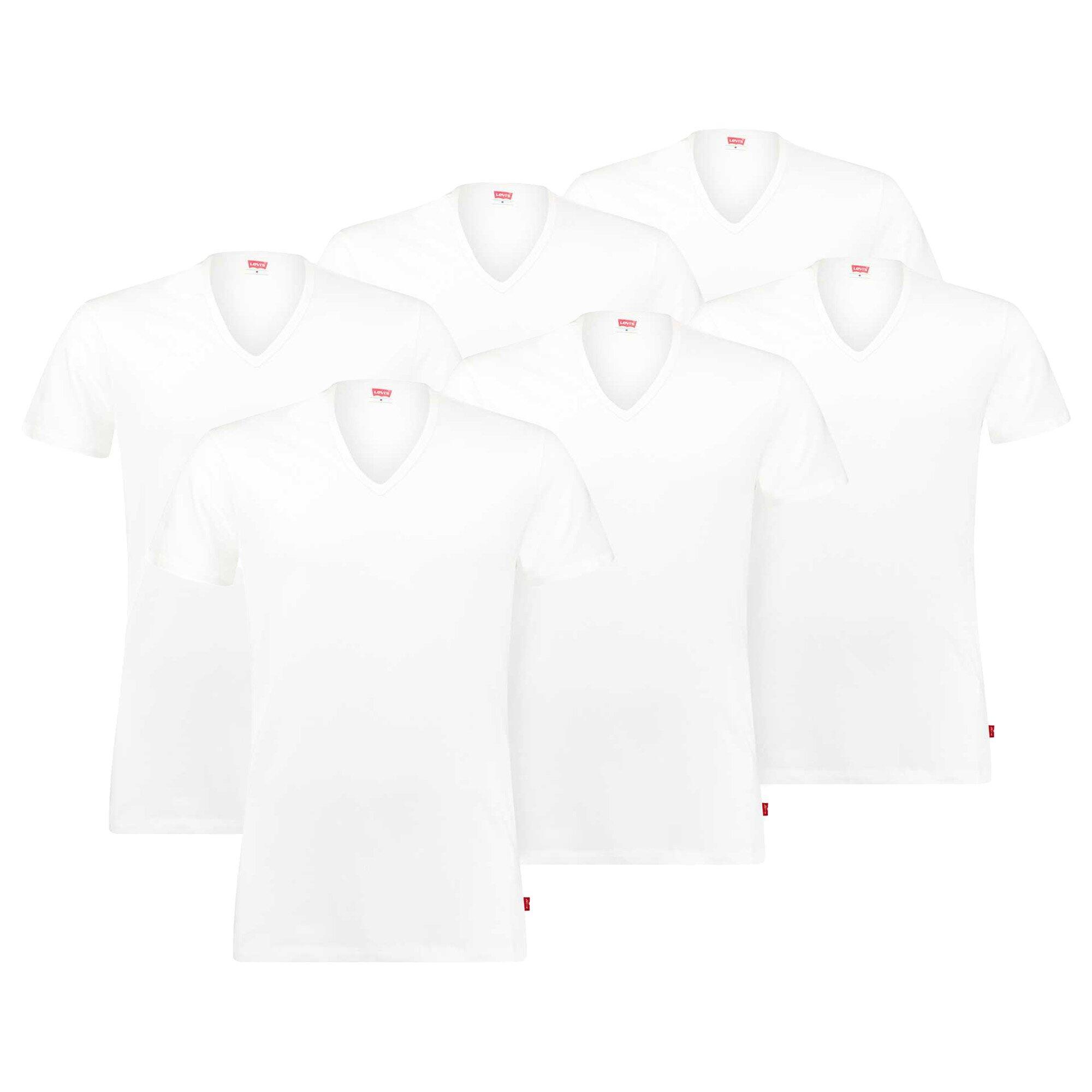 Bild von Levi's T-shirts, 6er Pack Ecom, V-ausschnitt, Kurzarm, Einfarbig für Herren - M