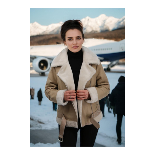 Bild von Lambskin Jacket THYRA Beige – Neuer Look für den Winter