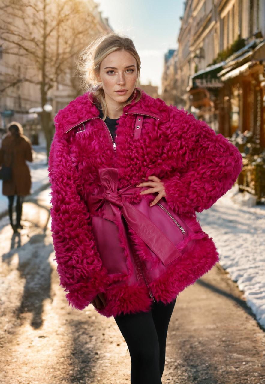 Bild von Lammfelljacke Curly Beth Pink Größe: M