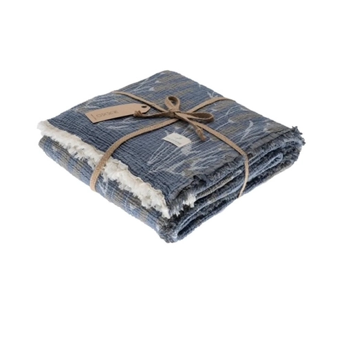 Bild von Musselin Wohndecke 4-lagig Double Face in Blau