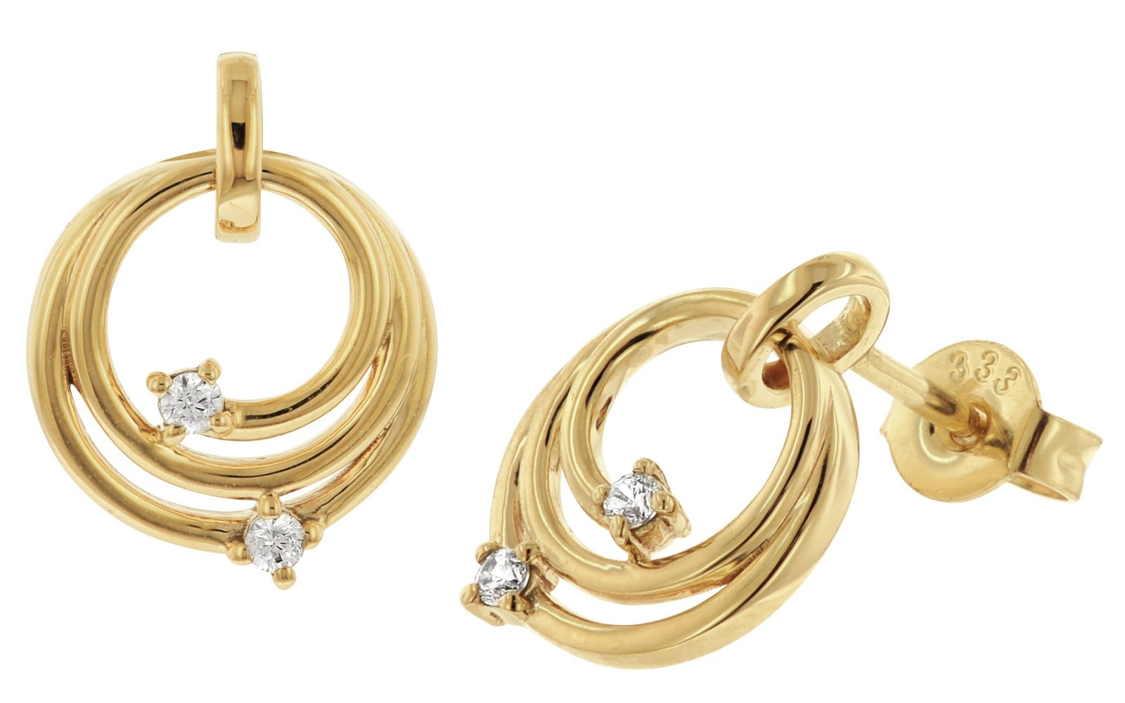 Bild von GLIZZ GL8150 Damen-Ohrringe Gold 333/8K Zirkonia Ohrstecker