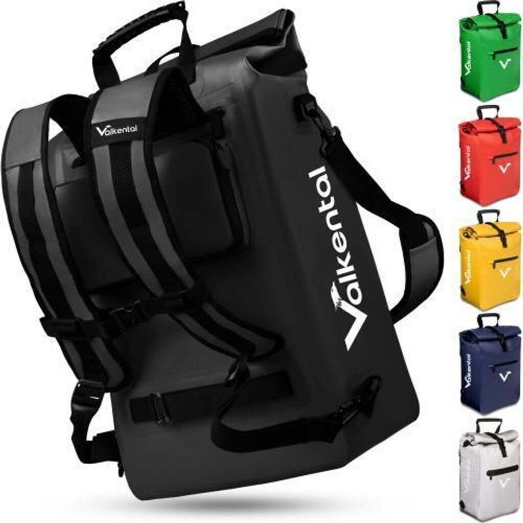 Bild von Valkental - 3in1 Fahrradtasche - NEUAUFLAGE 2024 - Geeignet als Gepäckträgertasche, Rucksack und Umhängetasche - Wasserdicht & Reflektierend - 23L - Schwarz