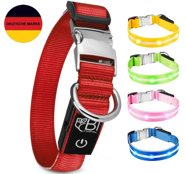 Bild von BI International Leuchthalsband für Hunde Das original leuchtende LED-Hundehalsband für Spaziergänge auch im Dunkeln, sehr lange Akkulaufzeit – sicher dank hochwertigem Metallverschluss