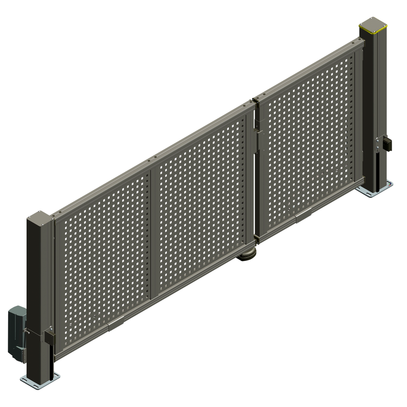 Bild von Alberts Elektrisches Doppeltor 'Mosaik' 374 x 180 cm mit Aluminium Lochblech und zwei Pfosten