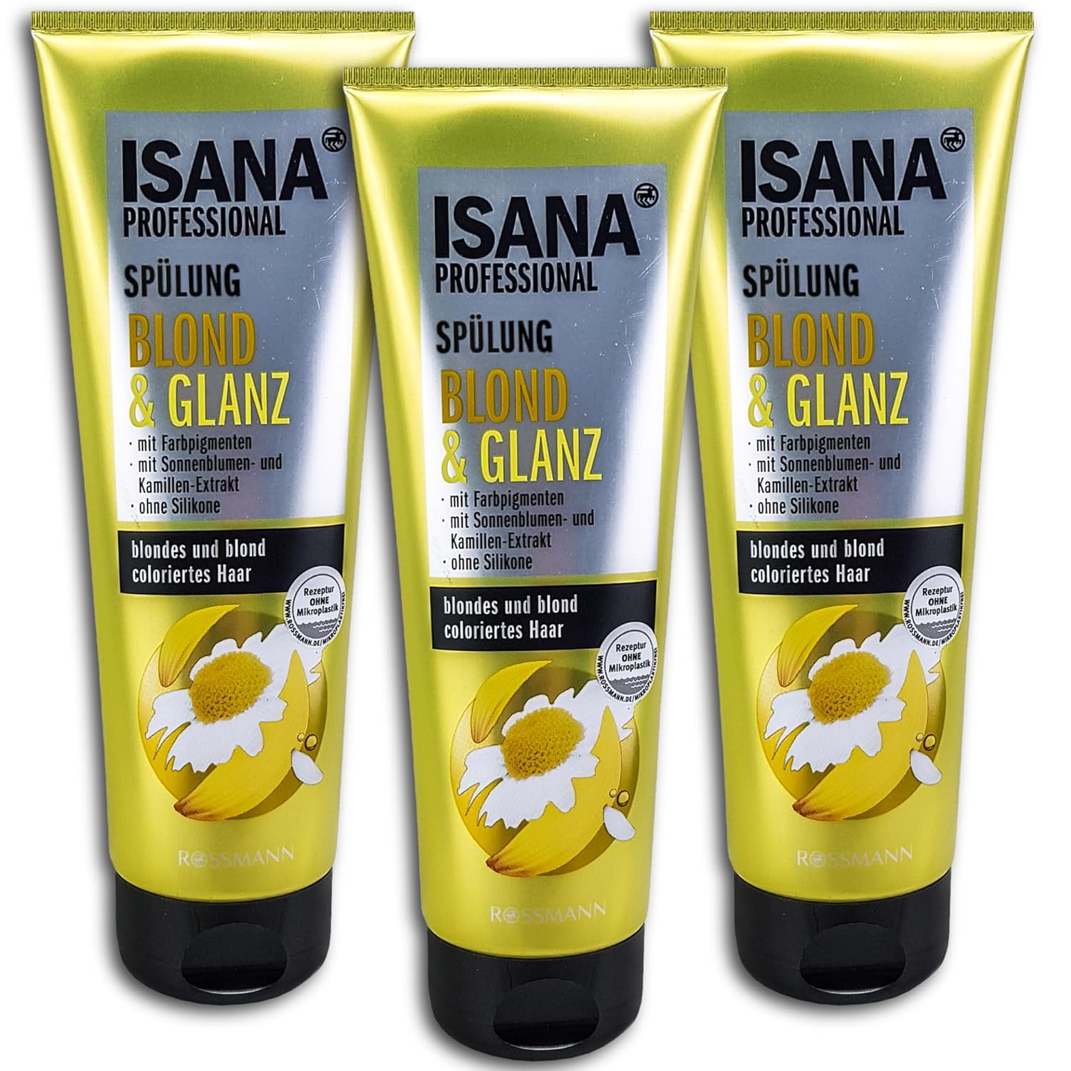 Bild von 3 er Pack ISANA PROFESSIONAL Haar Spülung Blond & Glanz 3x 200 ml