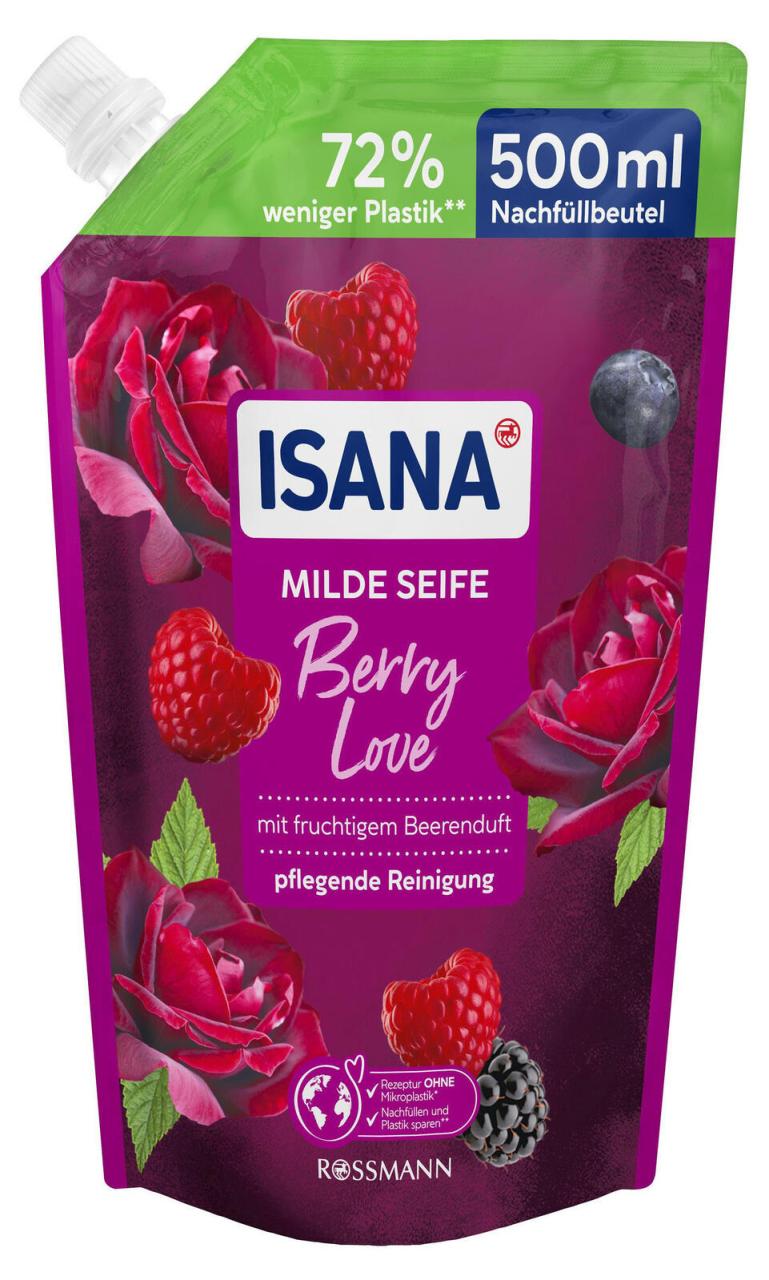 Bild von ISANA Flüssigseife Berry Love, Nachfüllbeutel, 500 ml