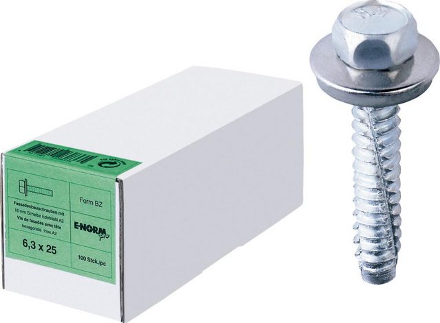 Bild von ELC Schraube Fassadenschr. A2 BZ 6,3x75 S16 HP E-NORMpro
