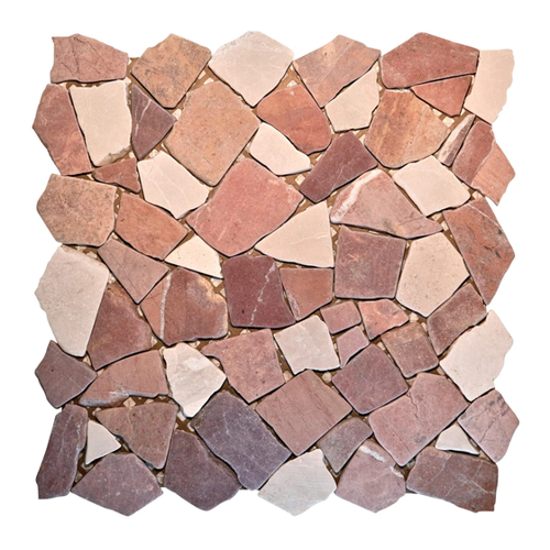 Bild von Mosaikmatte Polygonal Rosso Verona bianco 30 cm x 30 cm – Vielseitige Gestaltung für jeden Raum
