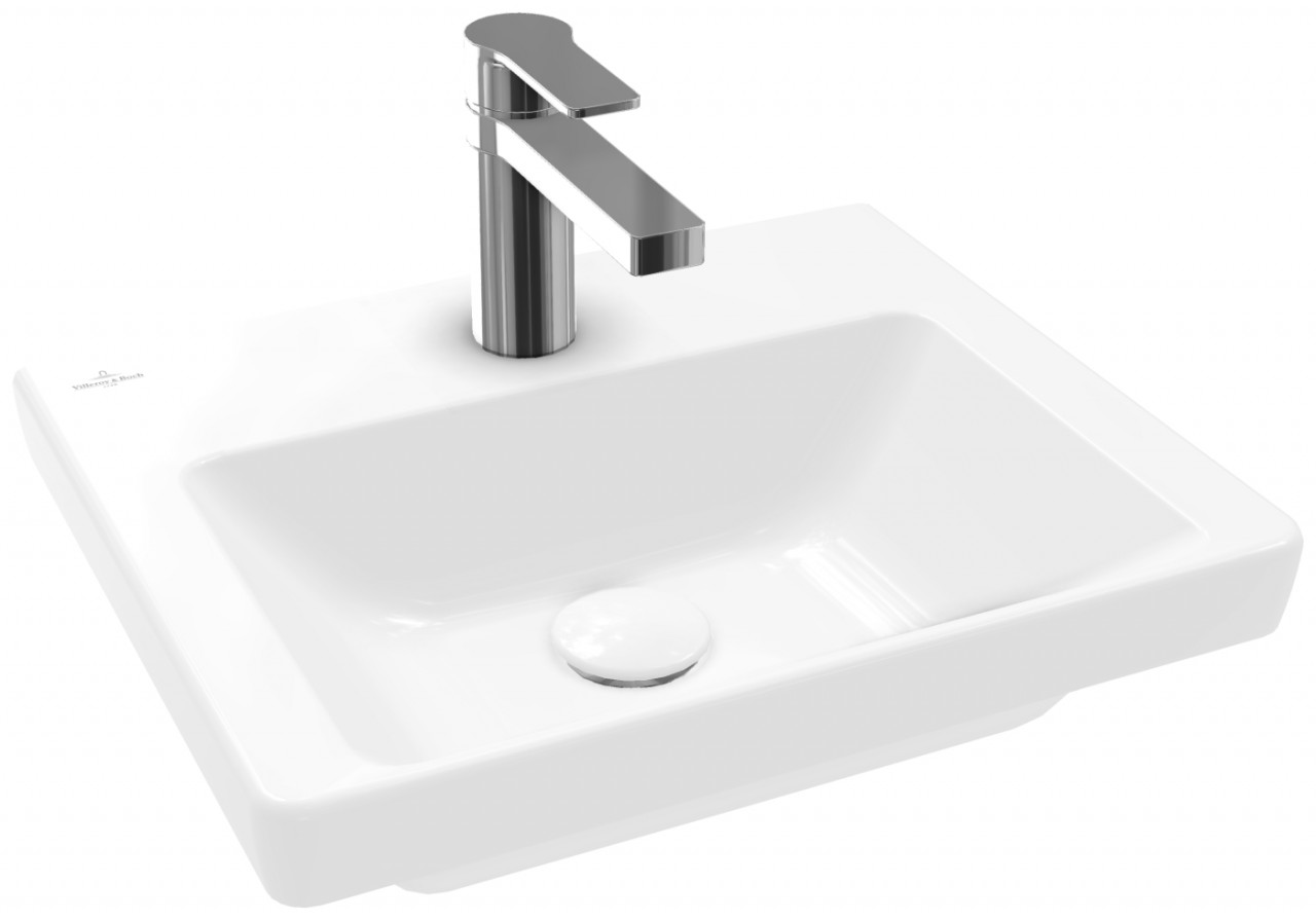 Bild von Villeroy & Boch Subway 3.01x HandwaschbeckenBreite 450 x Tiefe 370 mmSanitärkeramikRechteckEinbau1 Hahnlochohne ÜberlaufungeschliffenBitte nicht verschließbares Ablaufventil separat bestellen.beim Einsatz einer Wandauslaufarmatur empfehlen wir eine Ausladung von mindestens 210 mm