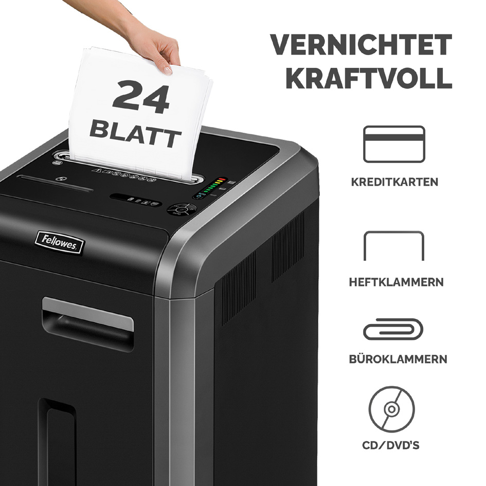 Bild von Fellowes Aktenvernichter 225Si Streifenschnitt 5,8mm schwarz/silber