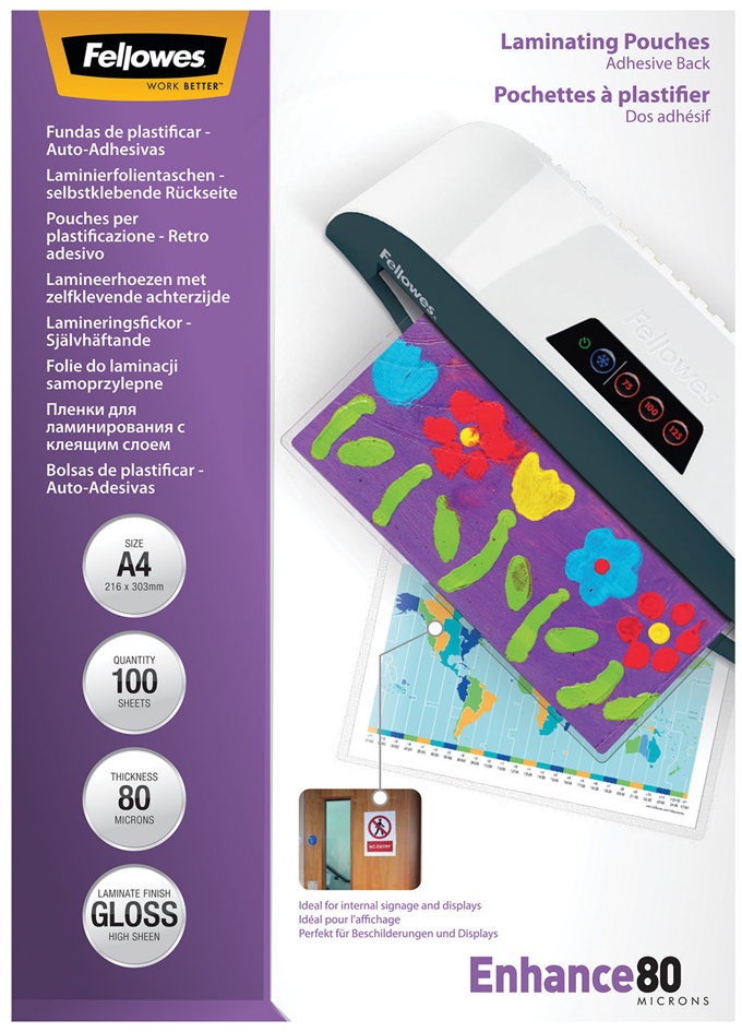 Bild von Fellowes - Klebstoff - 125 Mikron - 100er-Pack - glänzend - A3 (297 x 420 mm) Taschen für Laminierung (5329001)