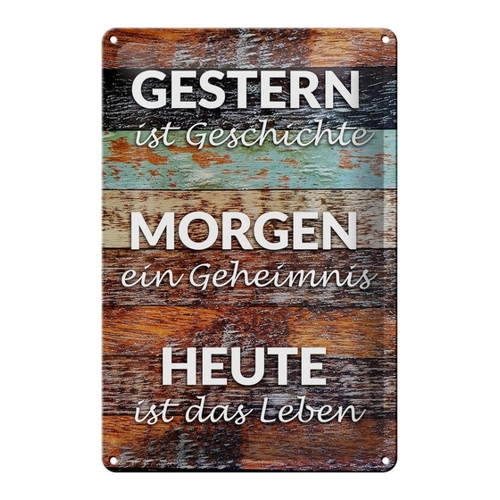 Bild von Schild Blech 20x30 cm - Made in Germany - Gestern Geschichte Morgen Heute Metall Deko Schild
