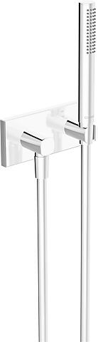 Bild von Hansa Hansamatrix1 x Handbrause-SetFertigmontageset Wandmontage für Unterputz-EinbaukörperRosette eckig, 175x75 mmAbgang soft edgemit Sicherungseinrichtung RückflussverhindererG1/2Handbrausegröße Durchmesser: 25x70mm1-strahligDurchfluss bei 3 bar (Durchflussbegrenzer): 13,2 l/min.Lieferumfang: Handbrause, Wandanschlussbogen, Brausehalter, Brauseschlauch (1250mm)Anti-Kalk-TechnikFarbe: chrom