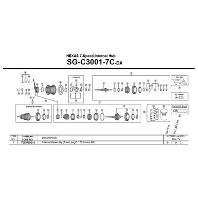 Bild von Shimano Dx Sg-c3001-7c Internal Assembly Grau 175.5 mm
