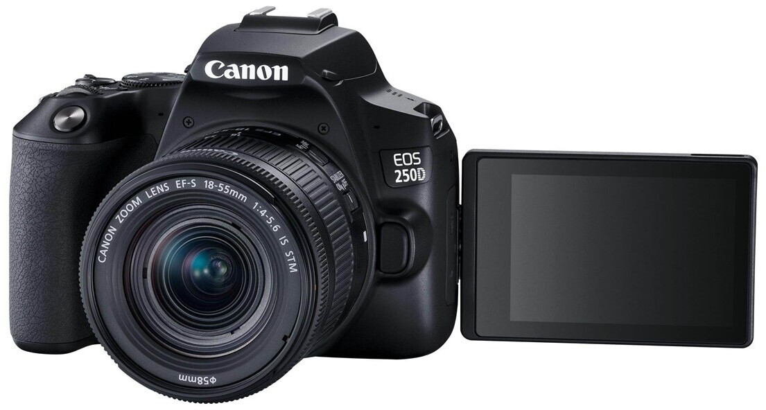 Bild von Canon EOS 250D - Digitalkamera - SLR - 24.1 MPix - APS-C - 4K / 25 BpS - 3x optischer Zoom EF-S 18-55mm IS STM-Objektiv - Wi-Fi, Bluetooth - Schwarz