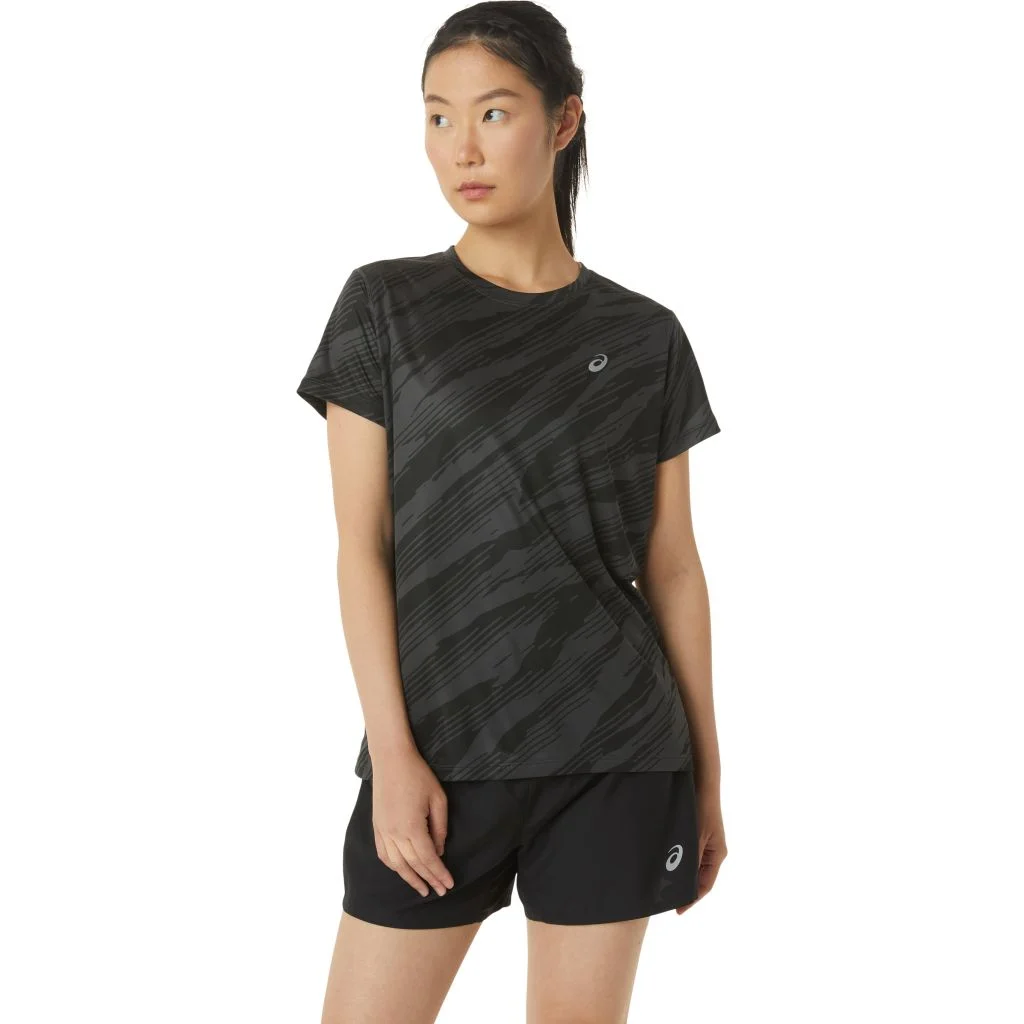 Bild von asics core all over print kurzarm trikot schwarz damen
