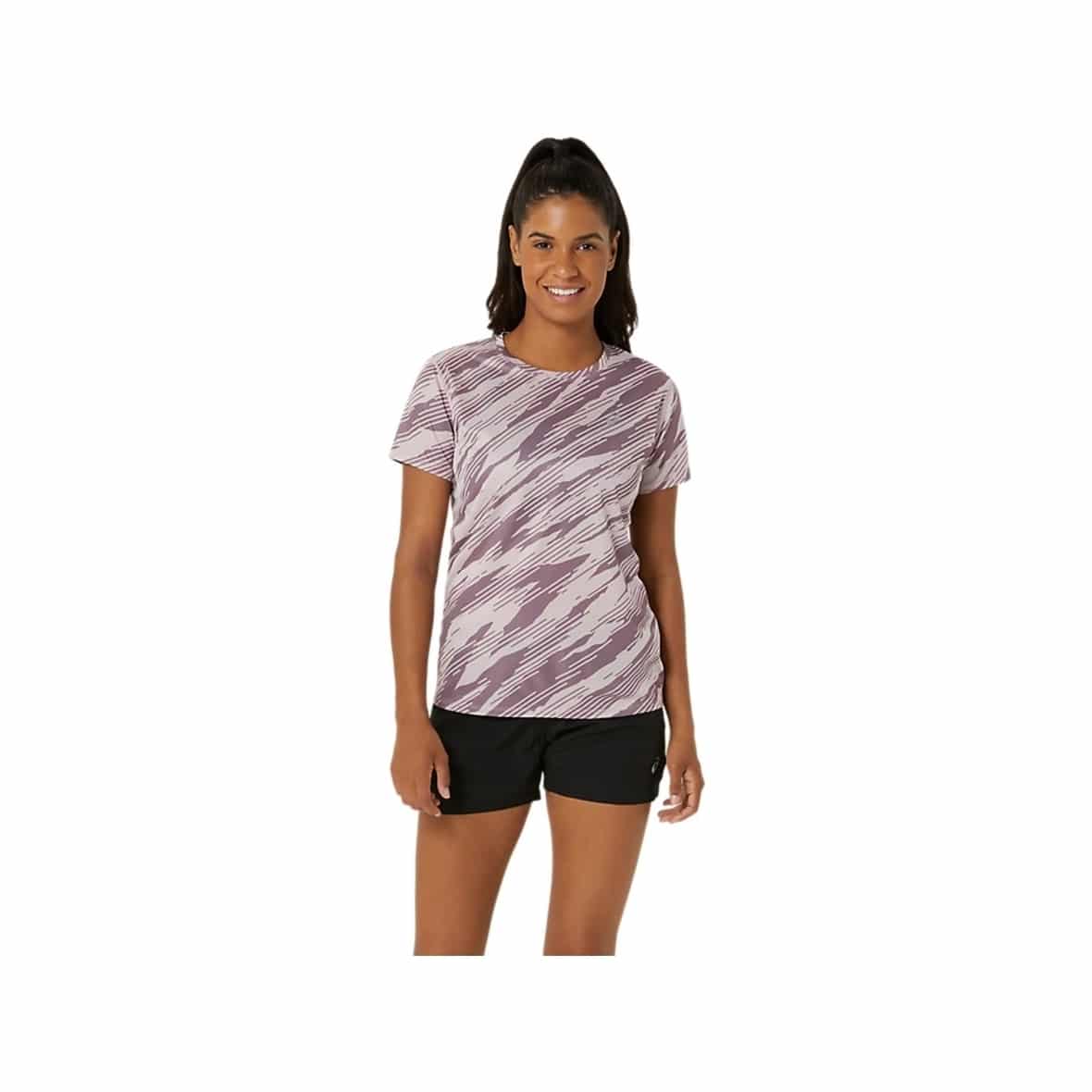 Bild von Asics Core All Over Print SS Top Damen Laufshirt (Pflaume L) Laufshirts