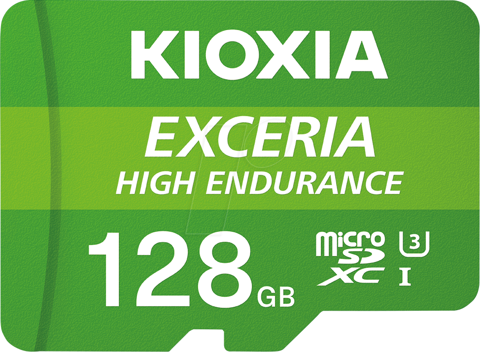 Bild von Kioxia SD MicroSD Card Exceria Exceria High Endurance (microSDXC, 128 GB, U3, UHS-I), Speicherkarte, Grün, Weiss