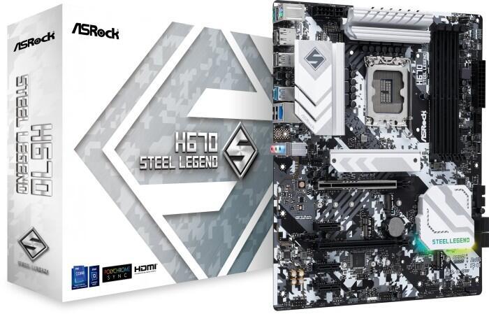 Bild von AsRock MB ASRock H670 Steel Legend 1700 (LGA 1700, Intel H670, ATX), Mainboard