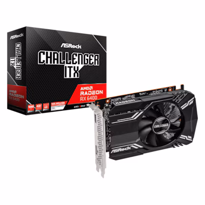 Bild von Asrock RX6400 CLI 4G - Radeon RX 6400 - 4 GB - GDDR6 - 64 Bit - 7680 x 4320 Pixel - PCI Express x4 4.0 (90-GA3CZZ-00UANF)