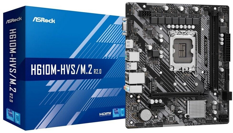 Bild von ASRock H610M-HVS/M.2 R2.0 Mainboard - Intel H610 - Intel LGA1700 socket - DDR4 RAM - Micro-ATX