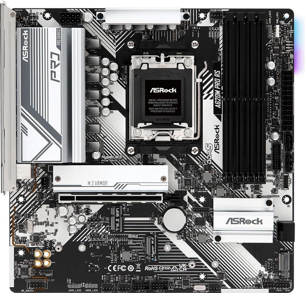 Bild von ASRock A620M Pro RS Mainboard Sockel (PC) AMD® AM5 Formfaktor (Details) Micro-ATX Mainboard-Chipsat
