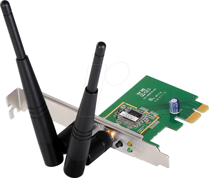 Bild von edimax WLAN-N PCIe Adapter EW-7612PIn V2 (Mini PCI Express), Netzwerkkarte, Schwarz, Silber, Grün