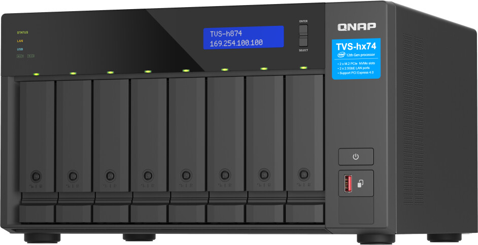 Bild von QNAP TVS-h874X NAS Tower Eingebauter Ethernet-Anschluss Schwarz (TVS-H874X-I9-64G)