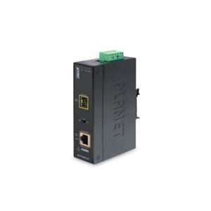 Bild von Planet Industrial Medienkonverter IGTP-805AT, 1x 1000/100/10 Mbit/s (RJ45) mit PoE 802.3at, 1x SFP Slot 1000/100 Mbit/s, für Hutschienenmontage Zur Konvertierung von Gigabit Ethernet auf Kupferleitungen in LWL und umgekehrt (IGTP-805AT)