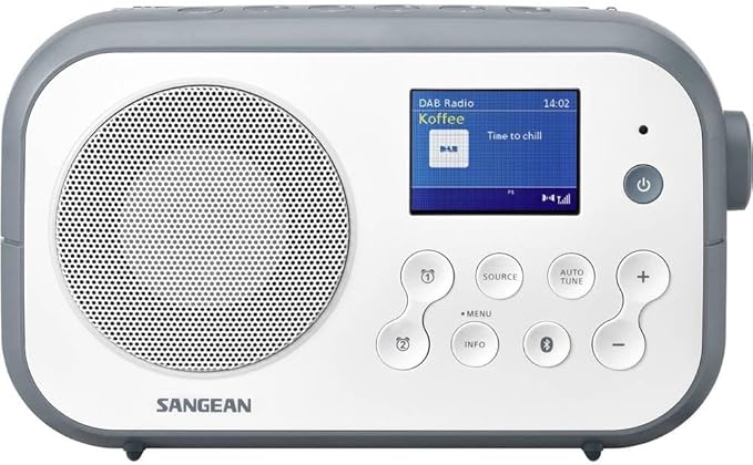 Bild von Sangean DPR-42BT tragbares DAB+ Digitalradio (FM-RDS-Tuner, Bluetooth, integrierter Lautsprecher, Batteriebetrieben) , Weiß-Steinblau