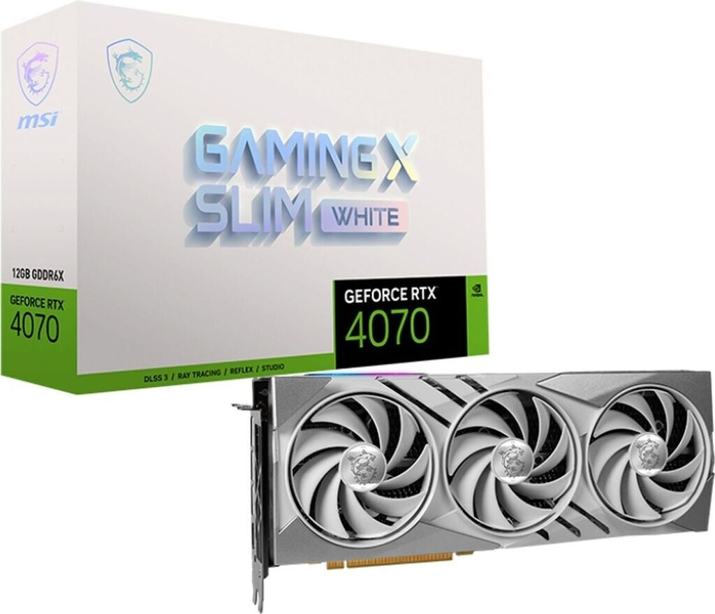 Bild von MSI GeForce RTX 4070 GAMING X SLIM WHITE 12G Grafikkarte - 12GB GDDR6X (21Gbps/192-bit), PCIe 4.0 - TRI FROZR 3 , RGB