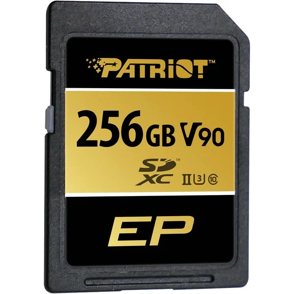 Bild von Patriot EP SDXC 256 GB Class 10 UHS-II U3 V90 (256 GB, SDXC, U3, UHS-II), Speicherkarte, Schwarz