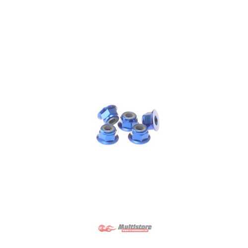 Bild von Hiro Seiko 4mm Alloy Flange Nylon Nut [Y-Blue] (5 Stück)